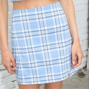 Brandy Melville Plaid Blue Mini Skirt One Size (Fits XS)